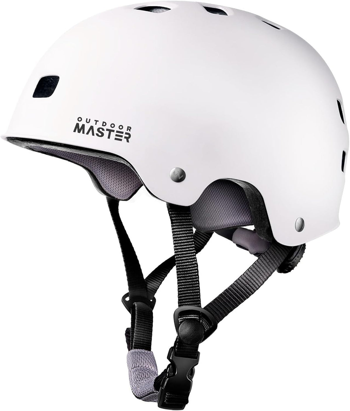 OutdoorMaster Skateboard Bike Helmet for Adults &Youth - Multi-Sport Certified Impact Resistant with 2 Removable Liners & Ventilation for Scooter, Skating-White-Medium