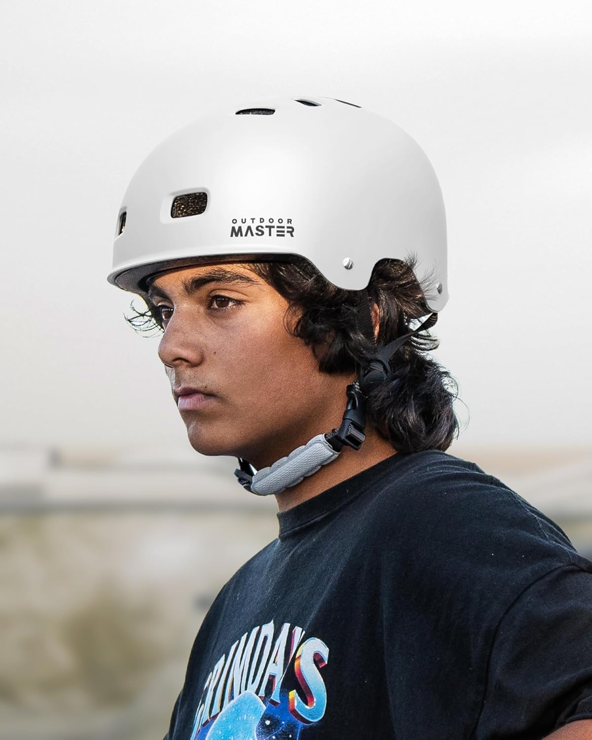 OutdoorMaster Skateboard Bike Helmet for Adults &Youth - Multi-Sport Certified Impact Resistant with 2 Removable Liners & Ventilation for Scooter, Skating-White-Medium