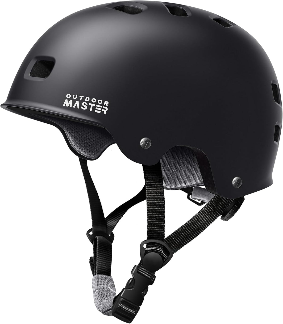 OutdoorMaster Skateboard Cycling Helmet - Two Removable Liners Ventilation Multi-Sport Scooter Roller Skate Inline Skating Rollerblading for Adults-Black-Small