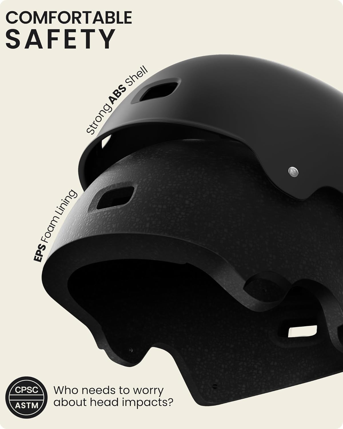 OutdoorMaster Skateboard Cycling Helmet - Two Removable Liners Ventilation Multi-Sport Scooter Roller Skate Inline Skating Rollerblading for Adults-Black-Large