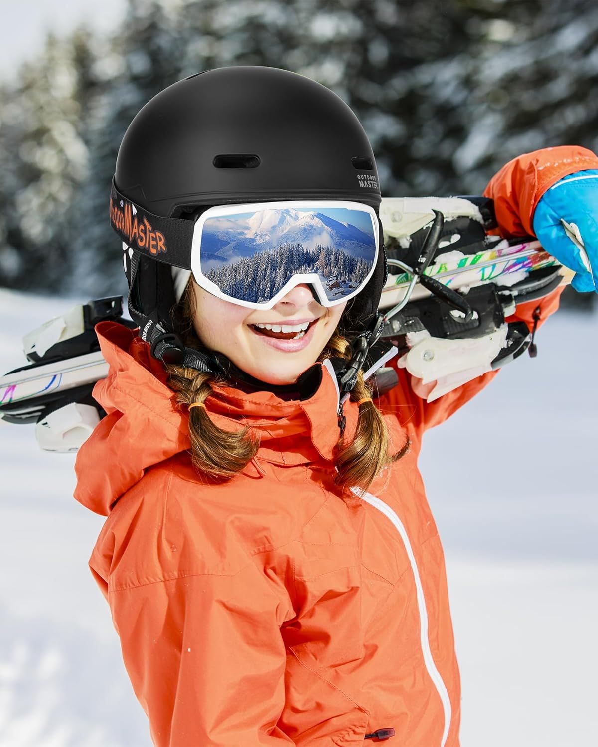 OutdoorMaster Children's Ski Helmet, Snowboard Helmet for Boys & Girls, Robust PC Shell & EPS Foam, 12 Ventilation Holes, Adjustable Snow Sports Helmet, Certified Snow Sports and Snowboard Matte Black,48-52cm X-Small