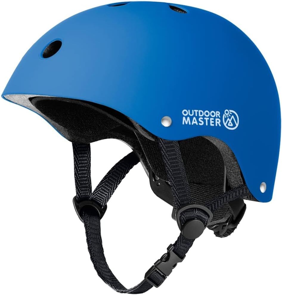 OutdoorMaster Youth & Kids Bike Helmet - Adjustable Multi-Sports Skateboard Helmet with Removable Liners for Balance Bike, Toddler Scooter, One Wheel Hoverboard-Blue-M