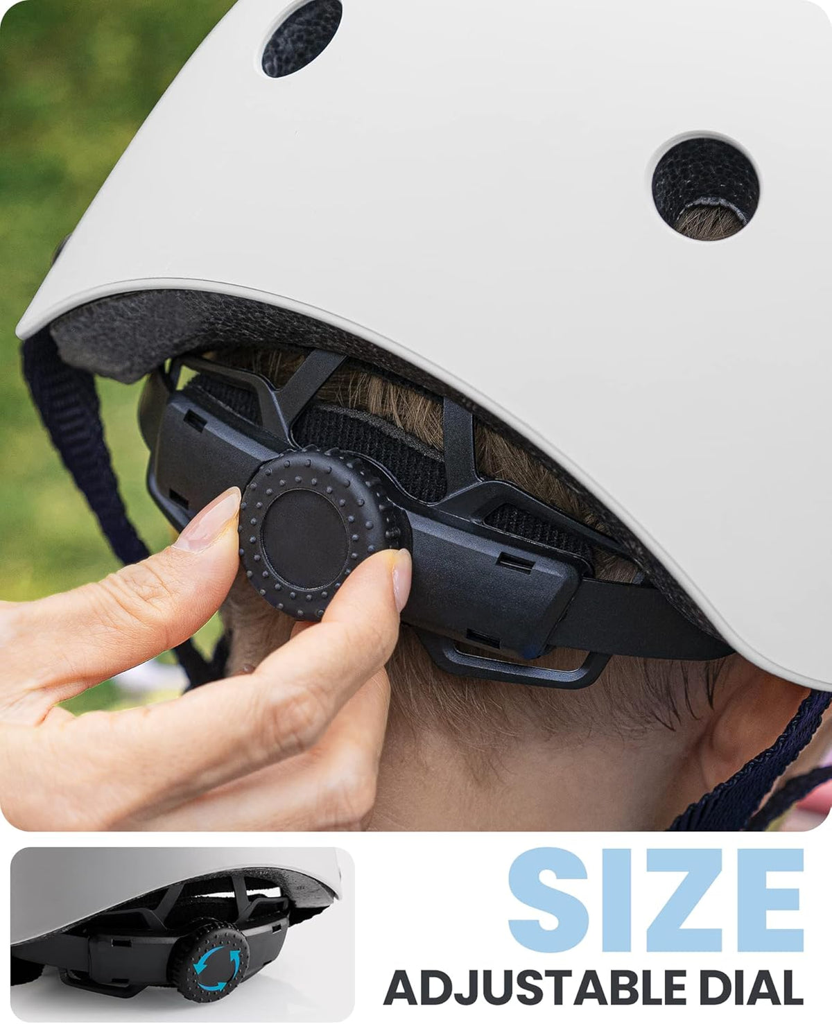 OutdoorMaster Youth & Kids Bike Helmet - Adjustable Multi-Sports Skateboard Helmet with Removable Liners for Balance Bike, Toddler Scooter, One Wheel Hoverboard-White-Medium