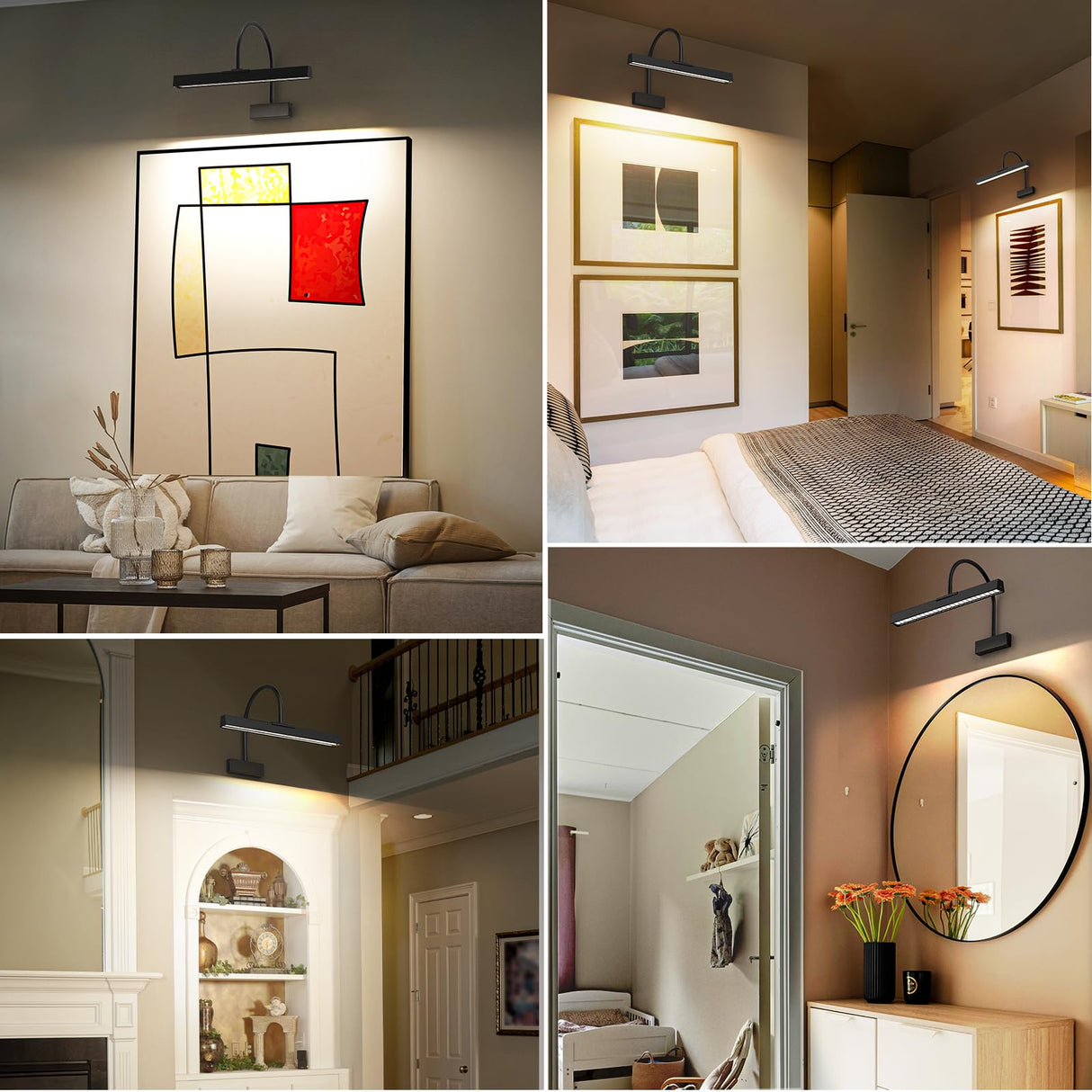 Picture Frame Light with Remote, Wireless 16 Inch Black Art Light, Battery Operated Picture Light with 3 CCT, Dimmable and Timer Wall Picture Lights for Painting, Wall, Gallery, Artwork, Frame