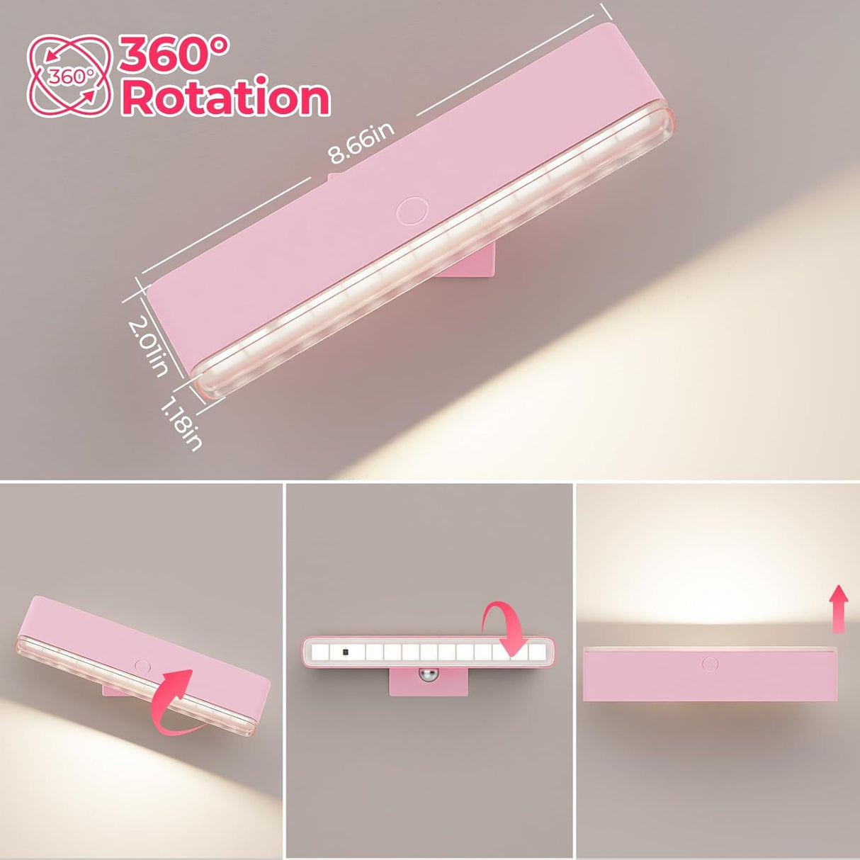 Wireless Vanity Lights for Mirror Set of 2-4000mAh Rechargeable Stick On Makeup Light with CCT Modes & Dimmable Brightness, Cordless Light for Mirror, Vanity, Bathroom, Renter Friendly