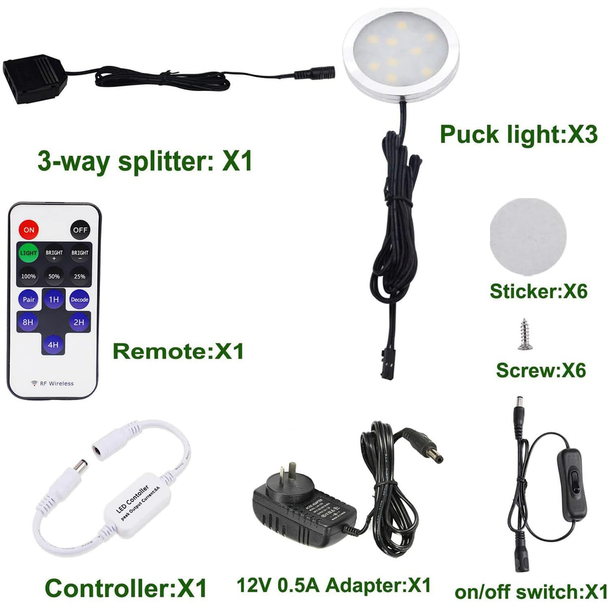 3 Pack Round Display 240V LED Puck Lights,6W Under Cupboard Counter Shelf Lights(Daylight White 6000K)