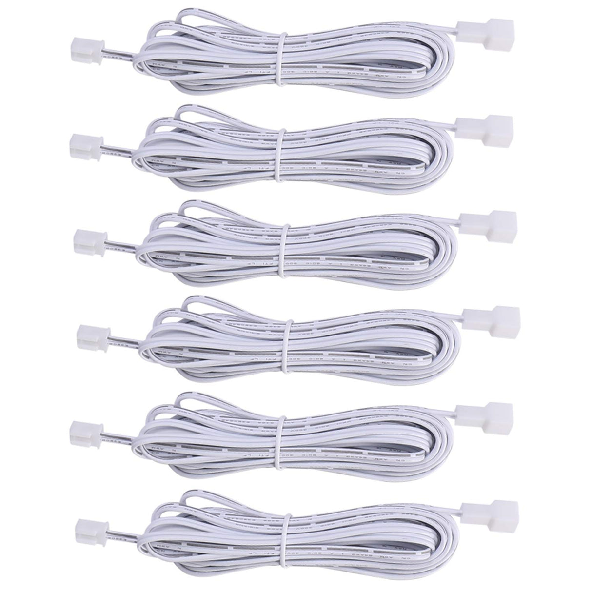 Extension Cables 9.84FT LED Under Cabinet Puck Lighting, 2-Pin Male and Female Cable Connector Extension Cords for Led Puck Lights with White Cords (6 Pack) 2-PIN ONLY