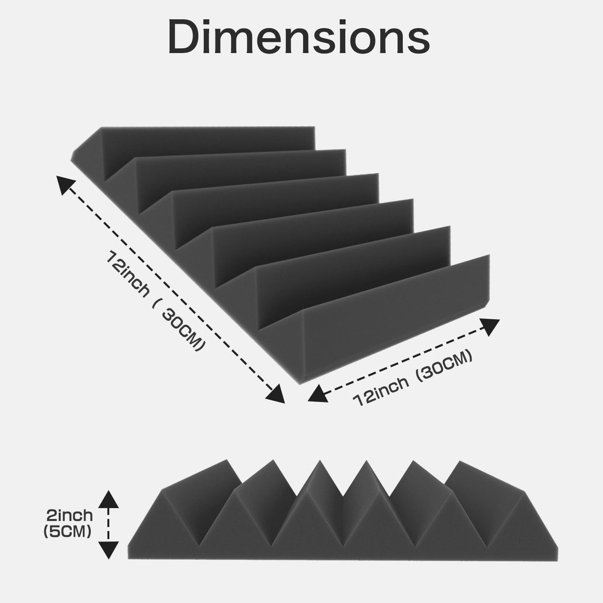 JBER Acoustic Panels Foam Wedges 24pcs 30x30x5cm for Soundproof Padding Wall