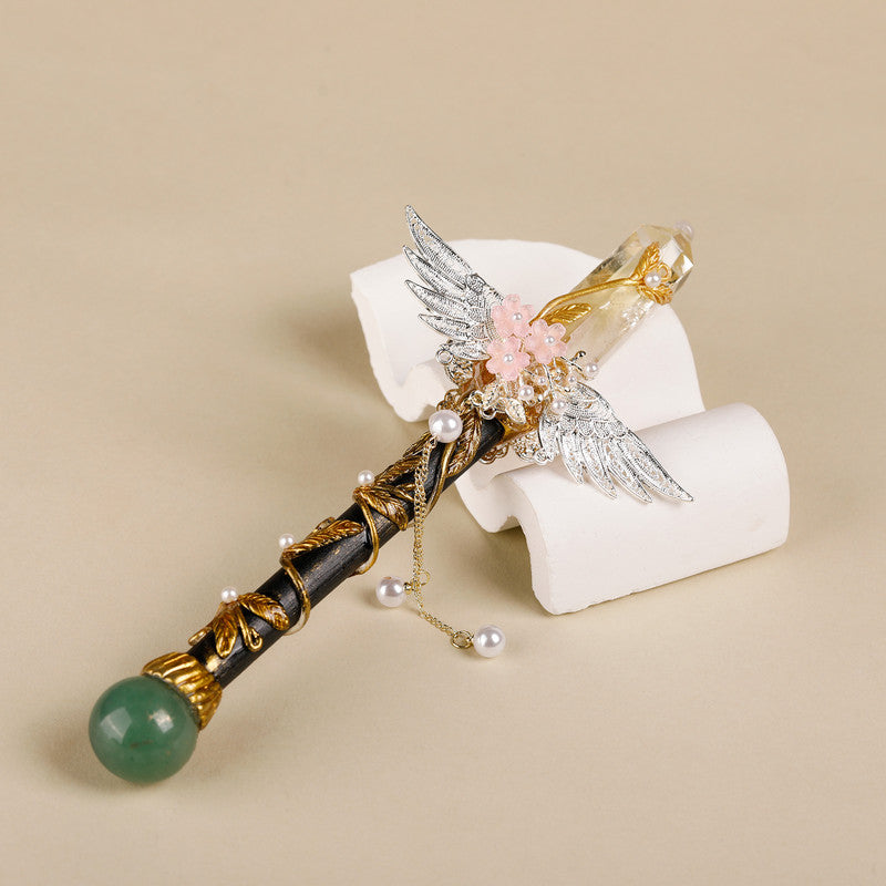 Handmade Crystal Wand, Natural Raw Gemstone Scepter, Magic Healing Wand Citrine