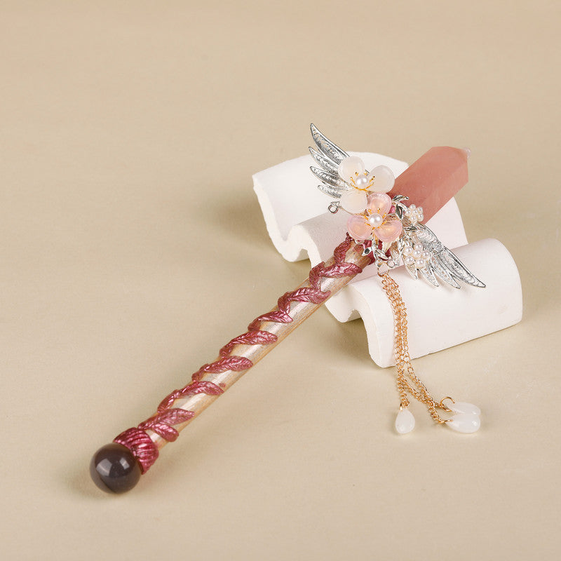 Handmade Crystal Wand, Raw Gemstone Scepter, Natural Magic Wand Rose Quartz