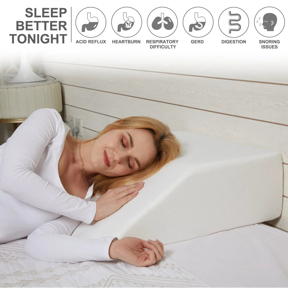 Memory Foam Bed Wedge Leg Support Elevation Pillow with Washable Breathable Cover 60.5 x 50 x 22cm