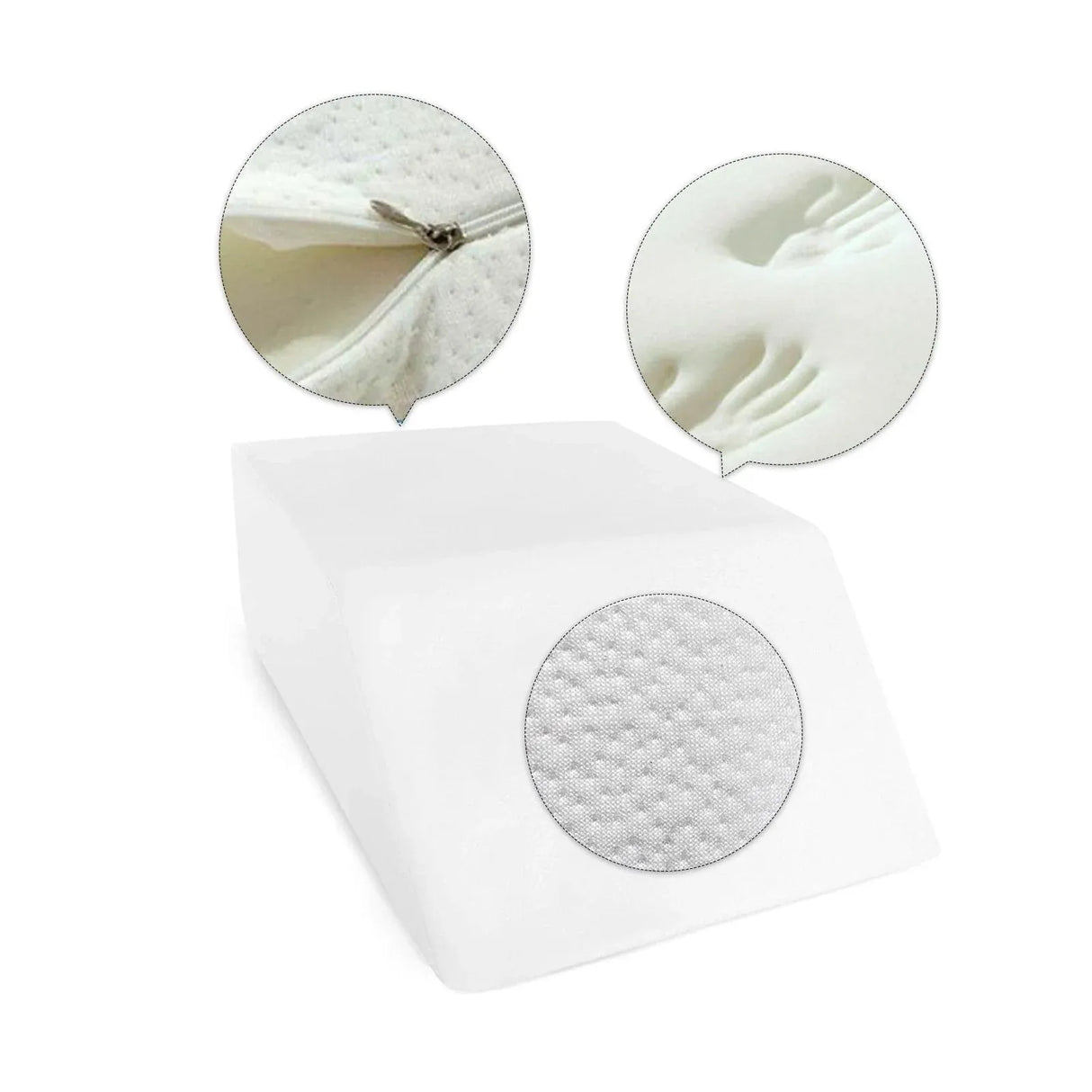 Memory Foam Bed Wedge Leg Support Elevation Pillow with Washable Breathable Cover 60.5 x 50 x 22cm