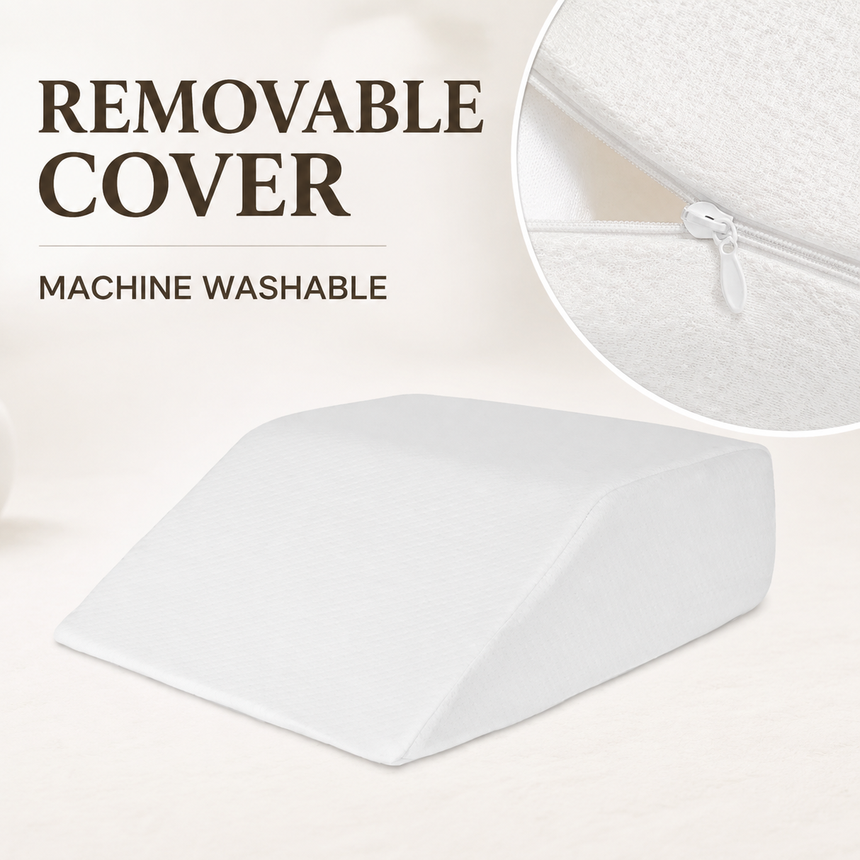 Memory Foam Bed Wedge Leg Support Elevation Pillow with Washable Breathable Cover 60.5 x 50 x 22cm