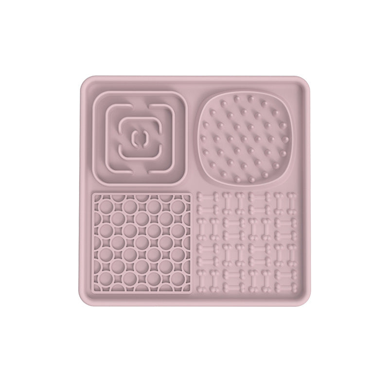 Dog Lick Mat Pink Square Food Bowl