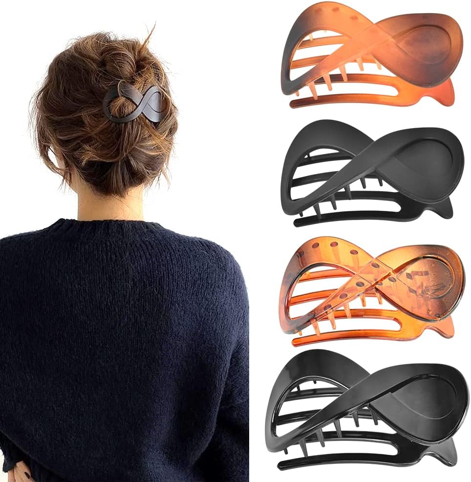 4pcs Matte French Style Hair Clips, Large Acrylic Hair Clips, Non-Slip Hair Clips, Thick Hair, Flat Hair Clips, Grip Hair Clips, Banana Barrette