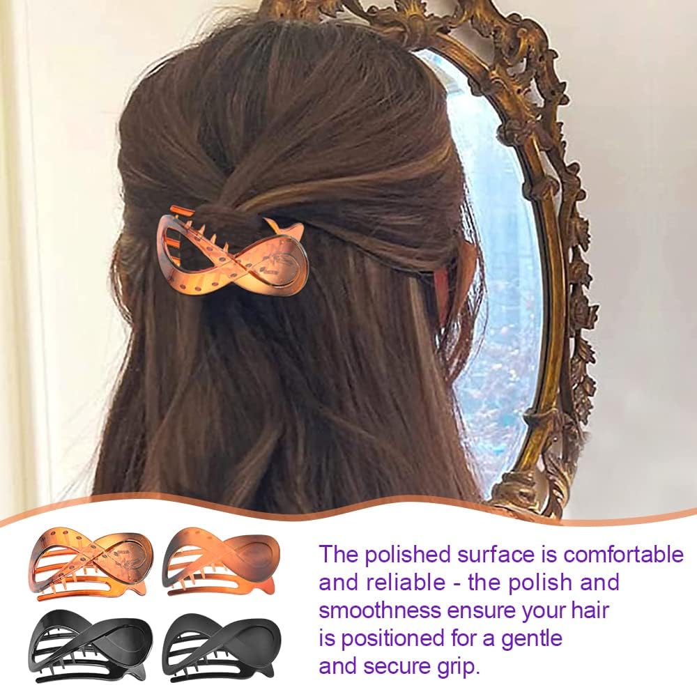 4pcs Matte French Style Hair Clips, Large Acrylic Hair Clips, Non-Slip Hair Clips, Thick Hair, Flat Hair Clips, Grip Hair Clips, Banana Barrette