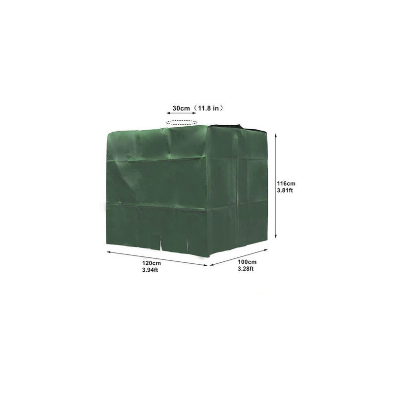 Water Tank Cover, IBC Tank Cover for 1000L Tank, Water Tank Container Protective Cover, Dustproof Anti-UV Anti-Rain, 120x100x116cm (Green)