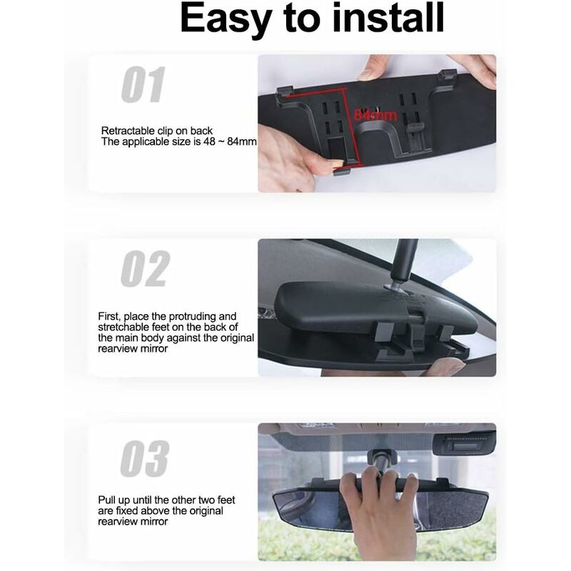 Universal Wide Angle Panoramic Interior Rearview Mirror for Car or Truck Cabin 23884mm