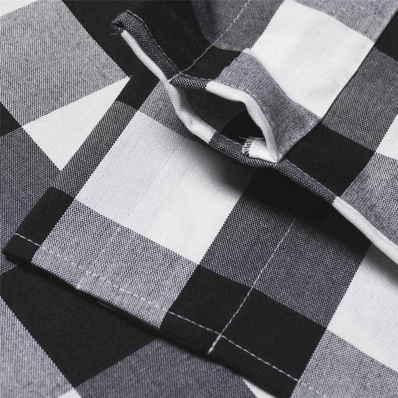 Checkered Kitchen Curtain Farmhouse Style 3-Pack Window Decoration in Black and White