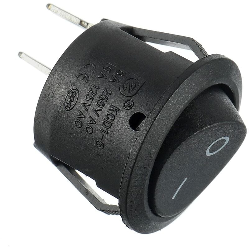 On/Off 2 Pin AC 6A(250V) 10A(125V) SPST Push Button Rocker Switches for Car Boat Truck Household, 10pcs Black Round