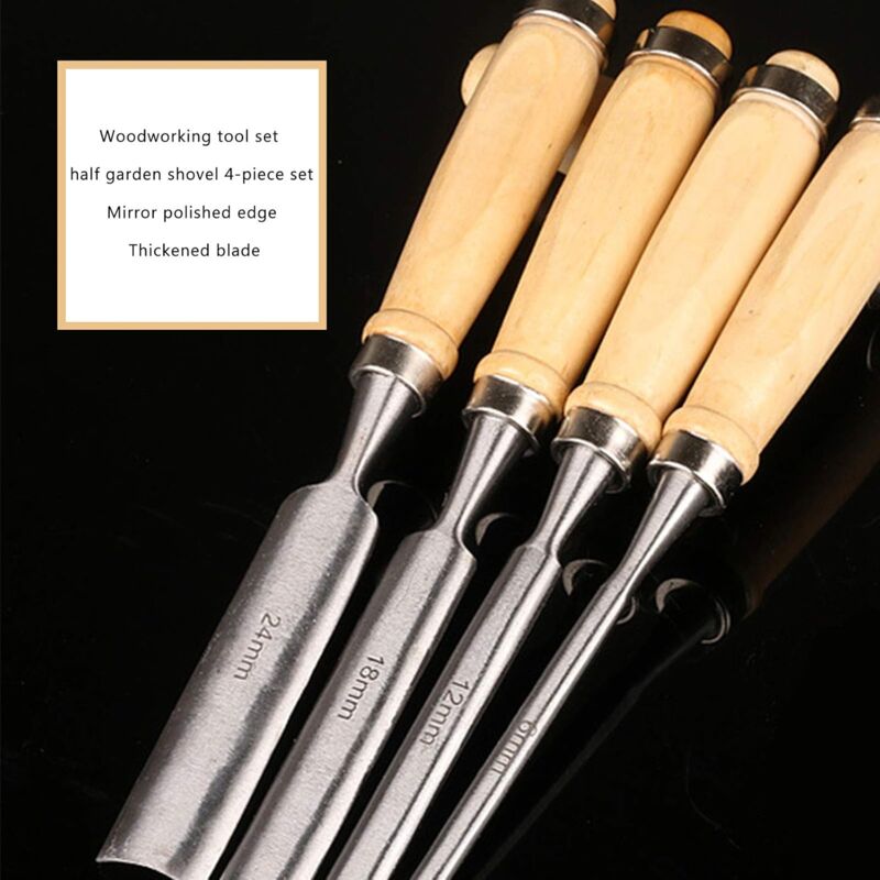 Wood Carving Chisel Set 4pcs Iron Hollow Woodworking Tools 6mm 12mm 18mm 24mm
