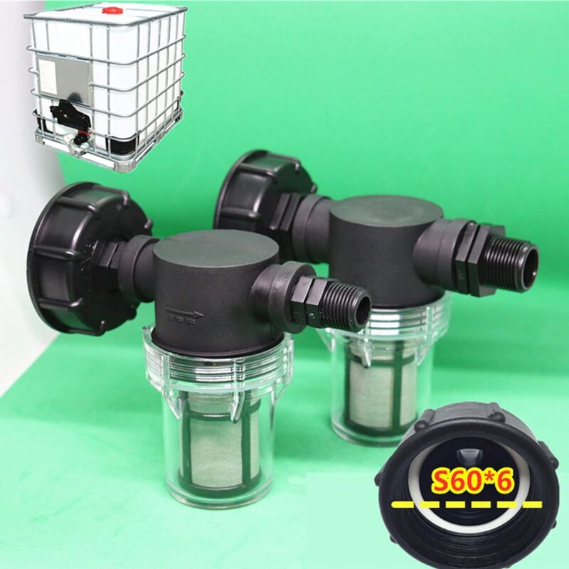Rainwater Harvester Garden Hose Connector 1000L Tank Filter Adapter S60x6 3/4 Inch Male Thread