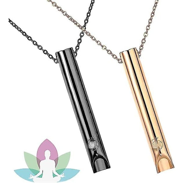 2pcs Breathing Necklace, Anxiety Necklace for Women, Stress Relief Mindful Breathing Necklace Stainless Steel for Meditation Relaxation Black gold Black gold