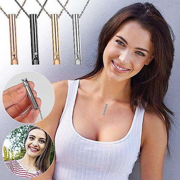 2pcs Breathing Necklace, Anxiety Necklace for Women, Stress Relief Mindful Breathing Necklace Stainless Steel for Meditation Relaxation Black gold Black gold