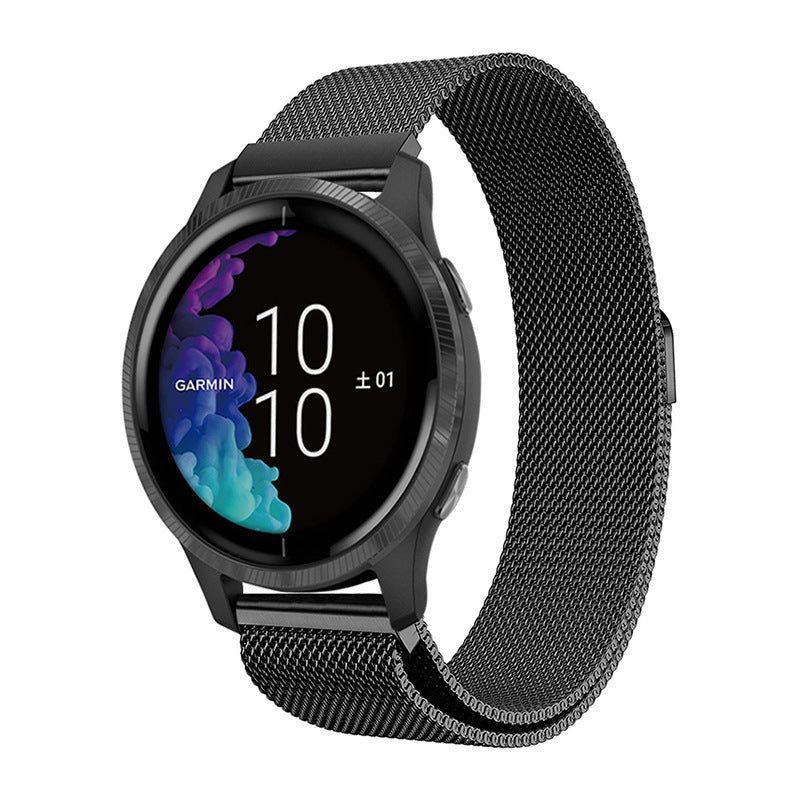 Garmin Venu 2 Venu 2S Venu SQ Compatible Stainless Steel Milanese Magnetic Bracelet Black