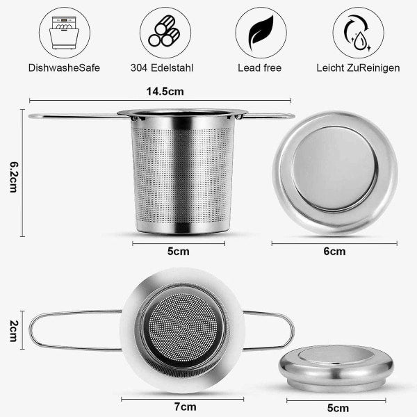 Tea filter, stainless steel tea strainer, tea strainer, tea infuser Tea strainer with lock, tea filter with fine holes, foldable handle design Suitable for