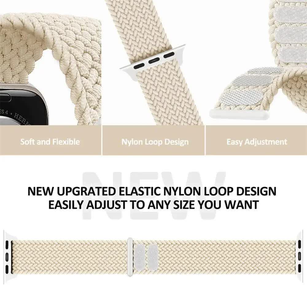 Braided Solo Loop Compatible with Apple Watch Ultra 49mm 45mm 44mm 42mm 41mm 40mm 38mm for Series 9 8 7 6 5 4 3 SE SummerU Bracelet