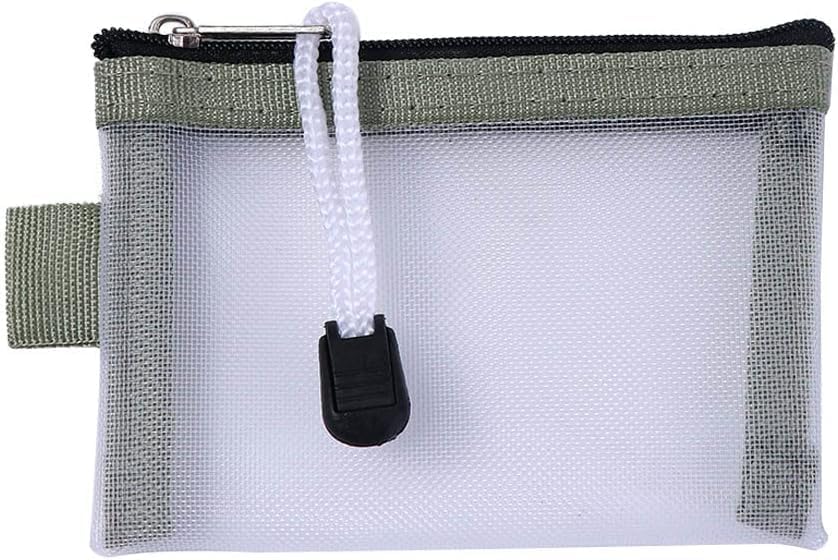 Green Small Zipper Pouch Mini Mesh Zipper Coin Purse Nylon Mesh Card Storage Bags Small Portable Cosmetic Case Mesh Storage Bags Cosmetic Bags for Women Travel