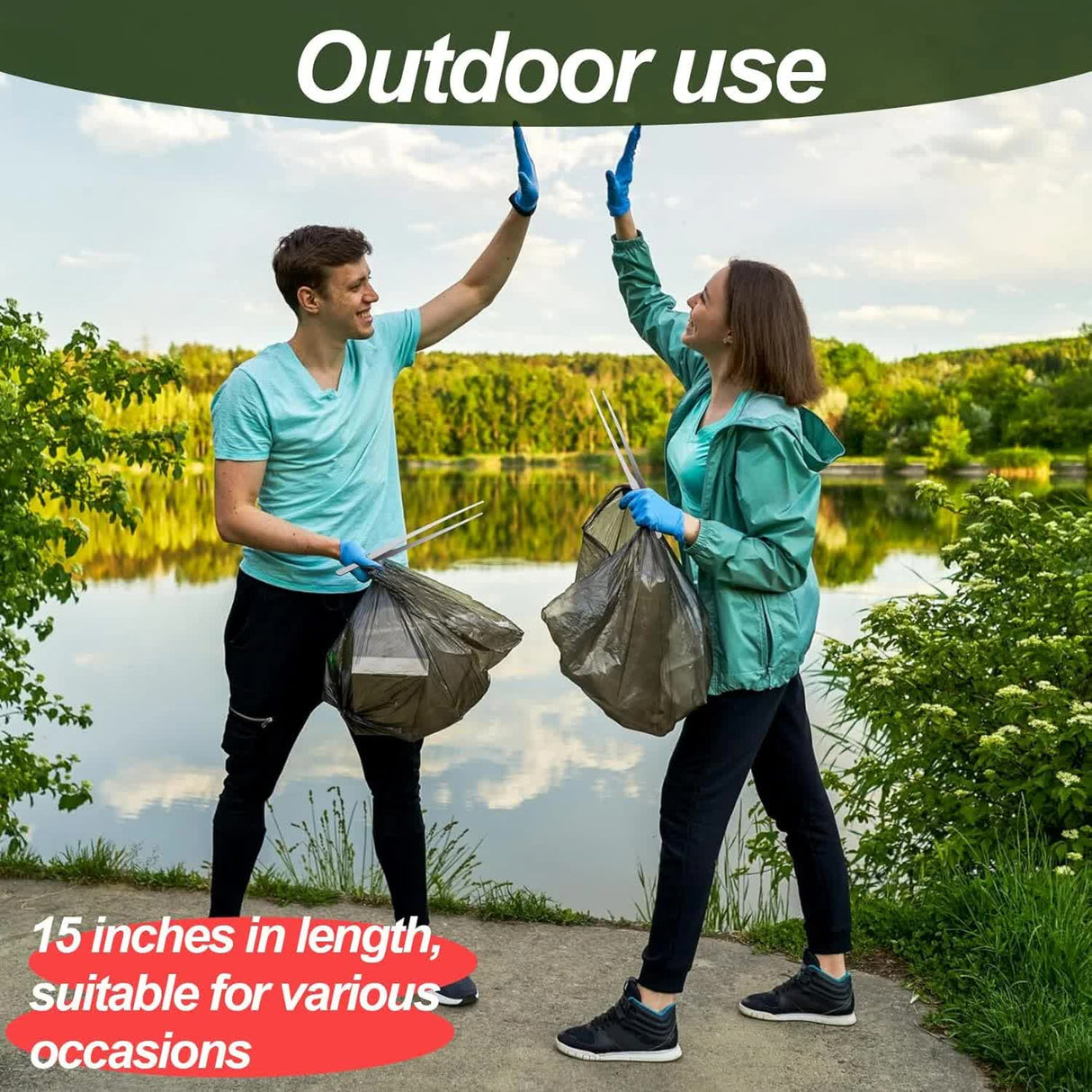 Extra-Long 15 inch Tongs Tweezers with Precision Serrated Tips Heavy Duty Stainless Steel Straight Aquarium Fishtank Tweezers Polished for Garden, Kitchen Cooking, Indoor Outdoor