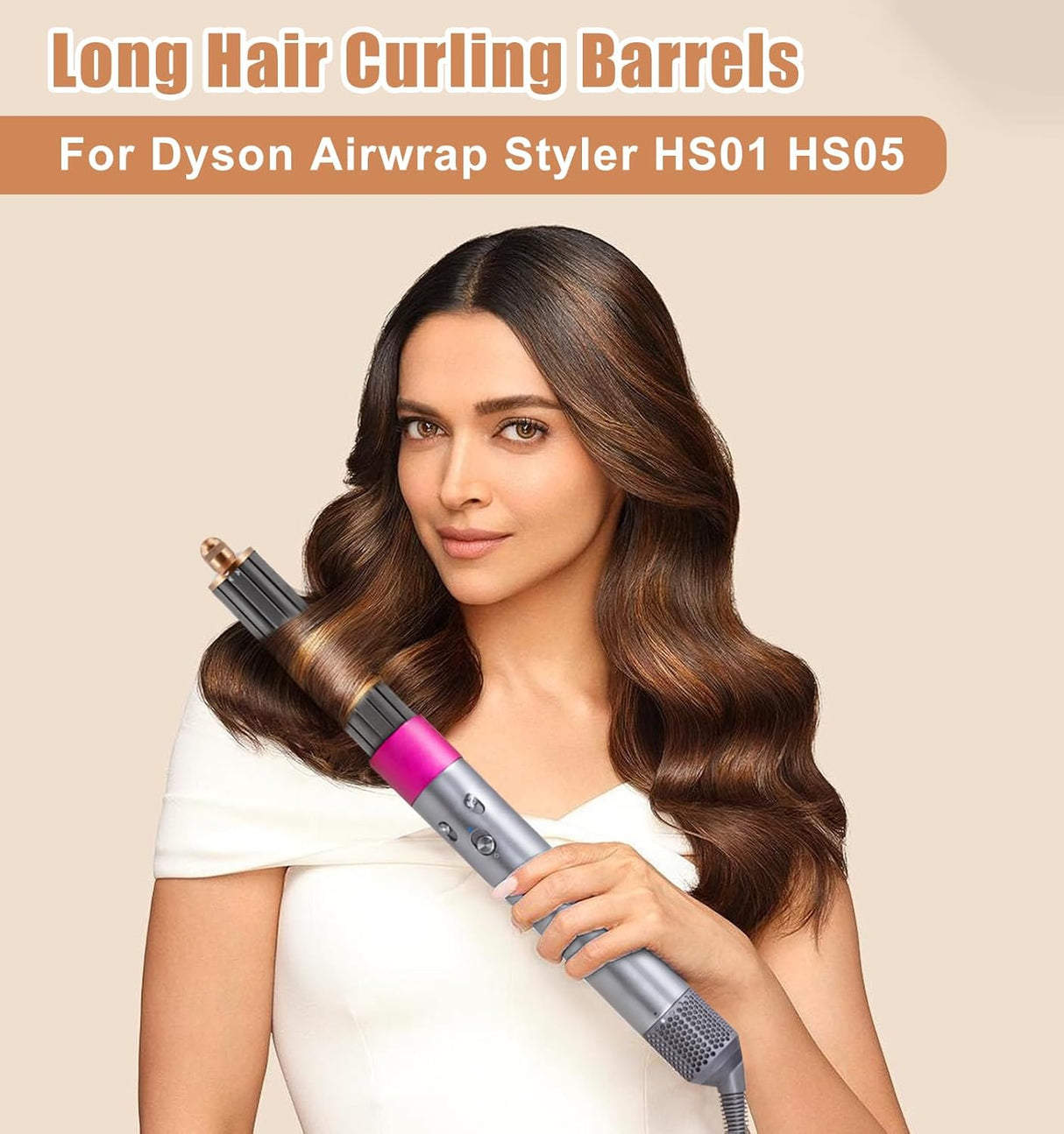 40mm/1.6" Long Barrel Attachment for Dyson Airwrap HS01/HS05/HS08 | Auto-Wrap Dual Rotation Curling Iron for Dyson Airwrap Attachments, Creates Voluminous Curls & Loose Waves