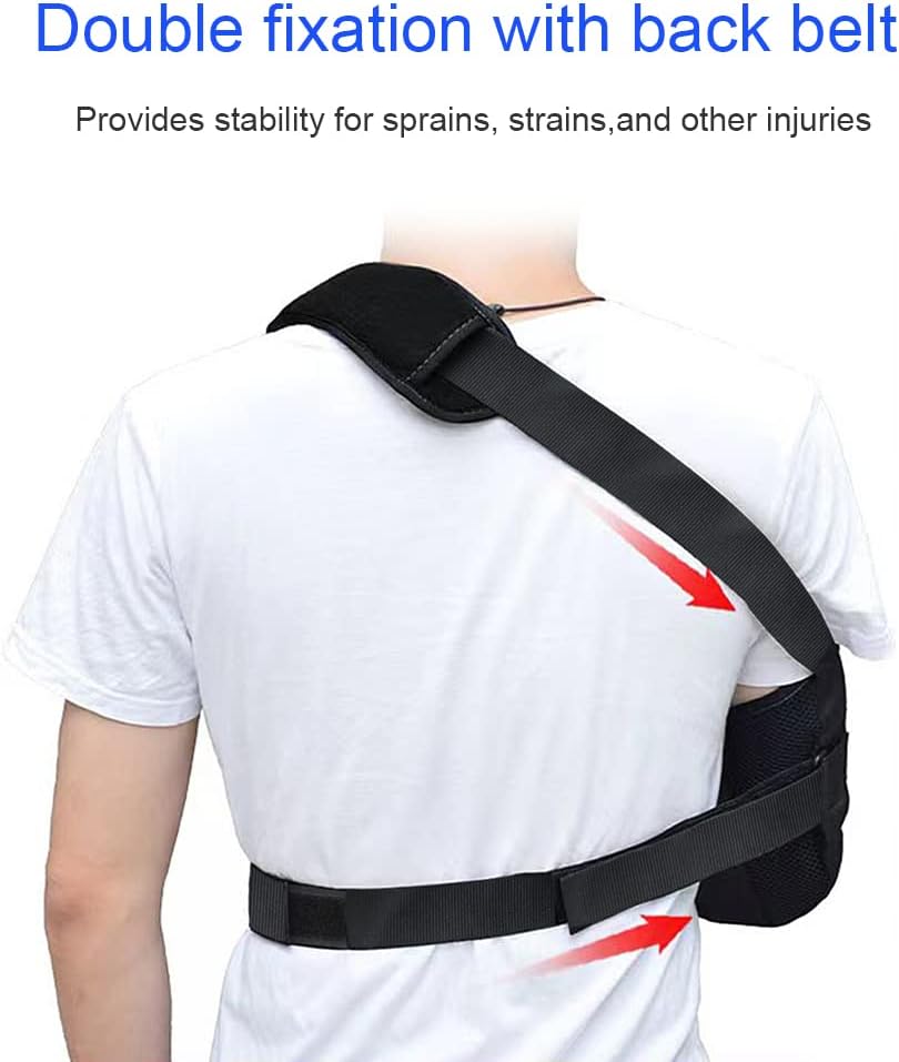 Arm Sling Shoulder immobilizer for Shoulder Injury with Back Belt Men & Women Shoulder Immobilizer Left and Right Arm Lightweight Rotator Cuff Arm Support for Elbow Wrist Injury -(Size L)