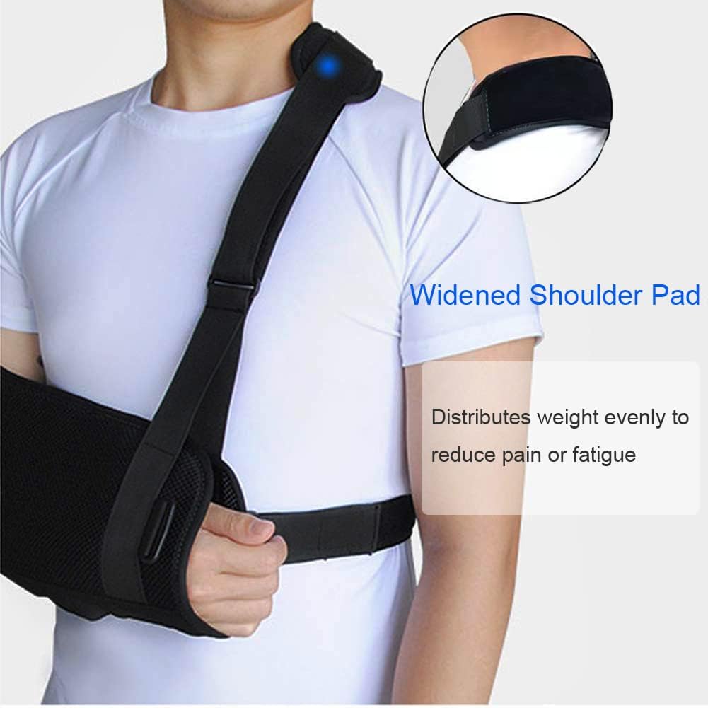 Arm Sling Shoulder immobilizer for Shoulder Injury with Back Belt Men & Women Shoulder Immobilizer Left and Right Arm Lightweight Rotator Cuff Arm Support for Elbow Wrist Injury -(Size L)