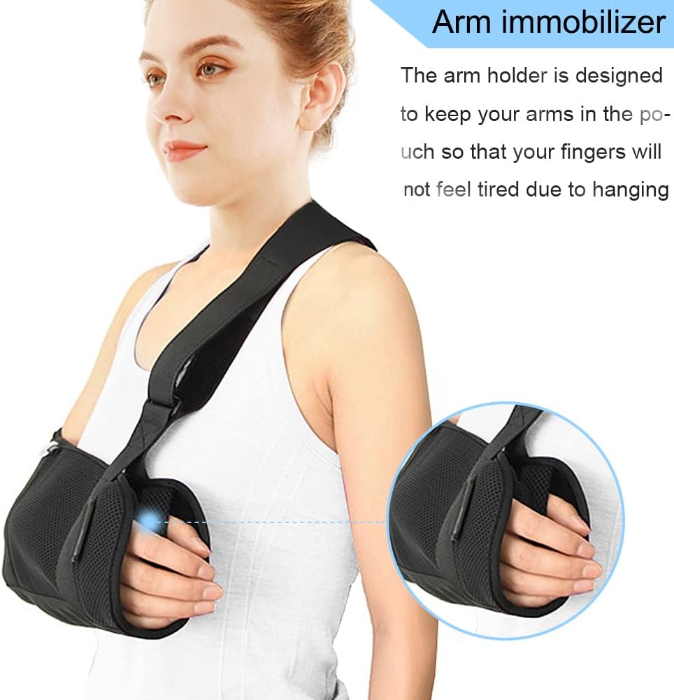 Arm Sling Shoulder immobilizer for Shoulder Injury with Back Belt Men & Women Shoulder Immobilizer Left and Right Arm Lightweight Rotator Cuff Arm Support for Elbow Wrist Injury -(Size L)