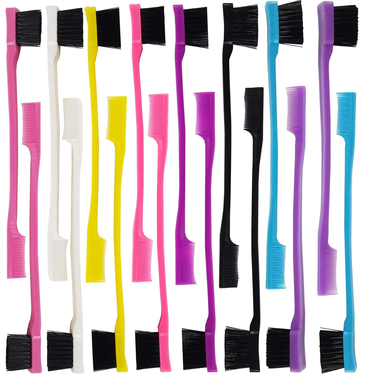 24PCS Hair Edge Brush, Double Sided Edge Control Hair Comb Eyebrow Brush Smooth Comb Grooming (8Colors)