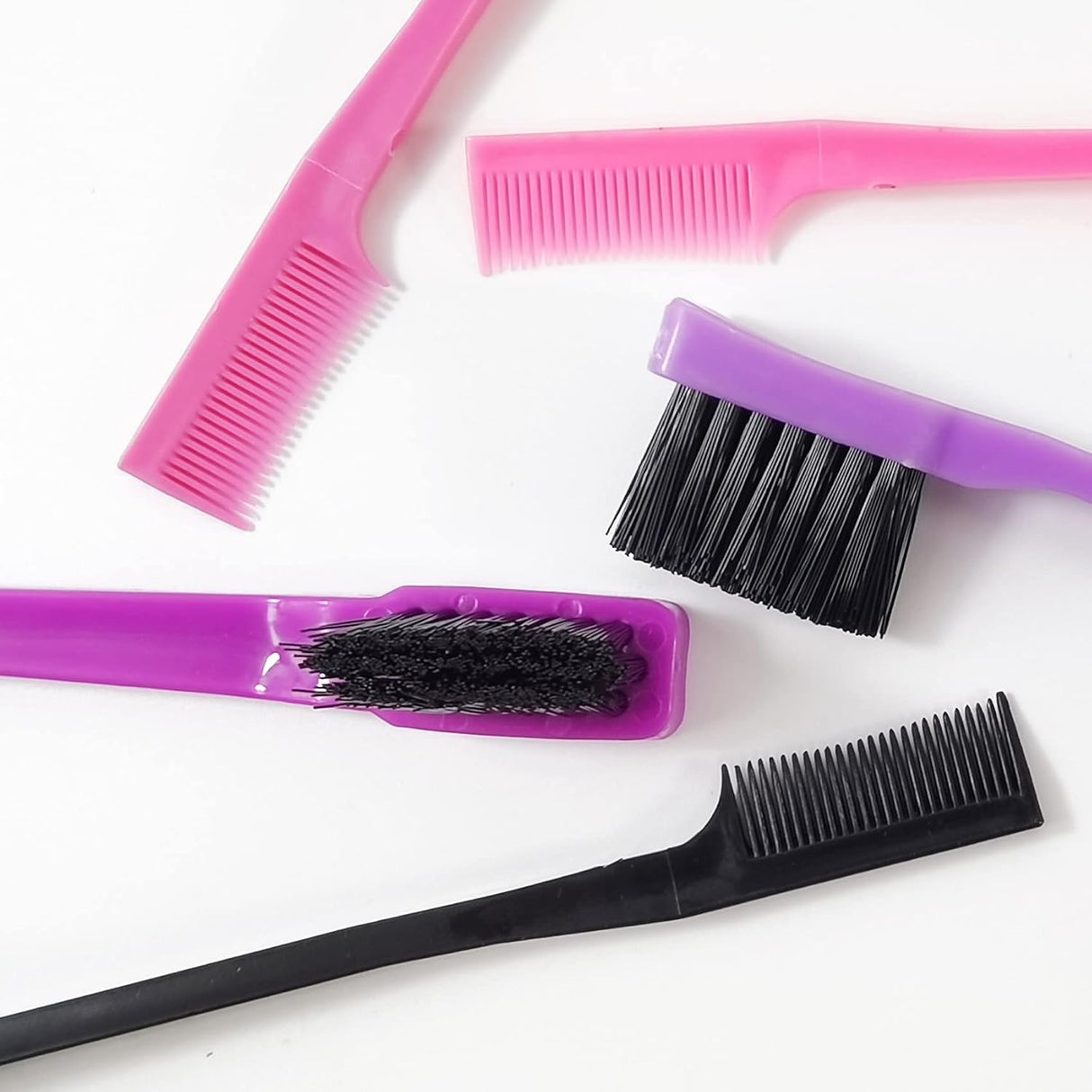 24PCS Hair Edge Brush, Double Sided Edge Control Hair Comb Eyebrow Brush Smooth Comb Grooming (8Colors)