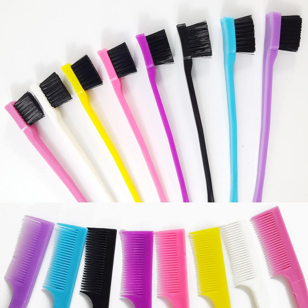 24PCS Hair Edge Brush, Double Sided Edge Control Hair Comb Eyebrow Brush Smooth Comb Grooming (8Colors)