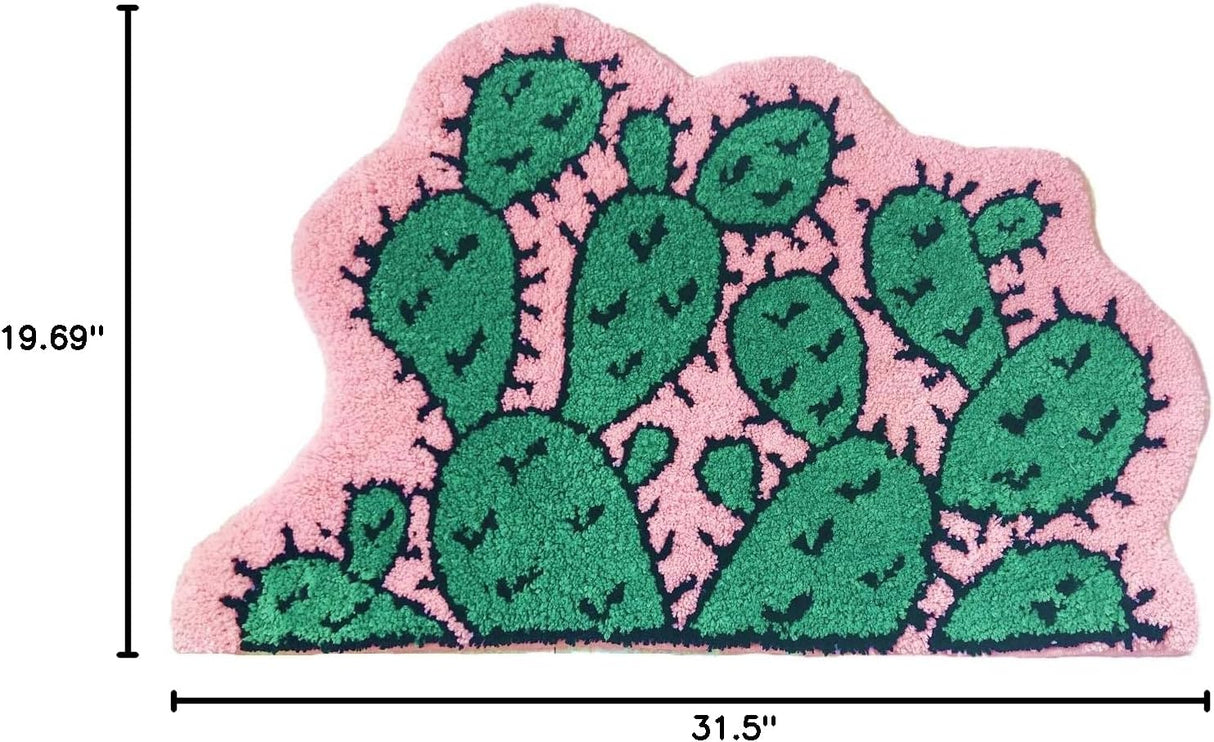 Monstera Leaf Non Slip Soft Kids Playmat Nursery Door Mat Area Rugs Luxury Plush Kids Game Play Carpet Bathroom Rugs Bathmat Shower Decor (Cactus)