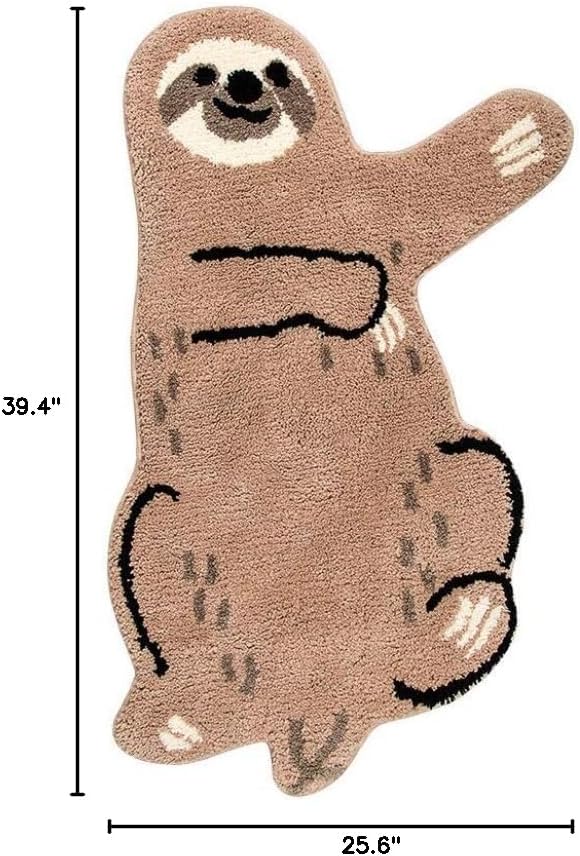 Cute Soft Small Sloth Shaped Mat for Bathroom,Showroom Bathmat,Non-Slip Bath Rugs,Play Carpet Area Rug for Kids,Photography Props (25.6X39.4'')