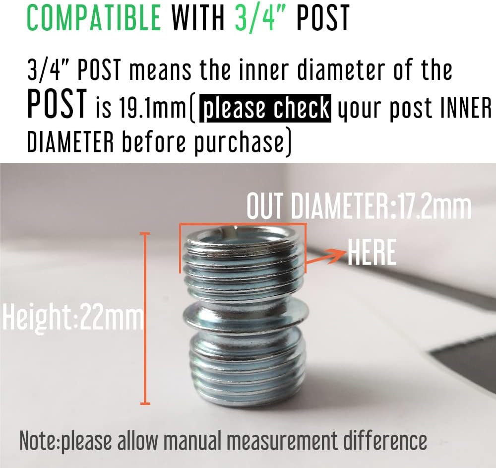 Vega 4-Pack Small Threaded Pole Connectors for 3/4" Shelving Posts, Industrial Style, Wire Rack Shelving