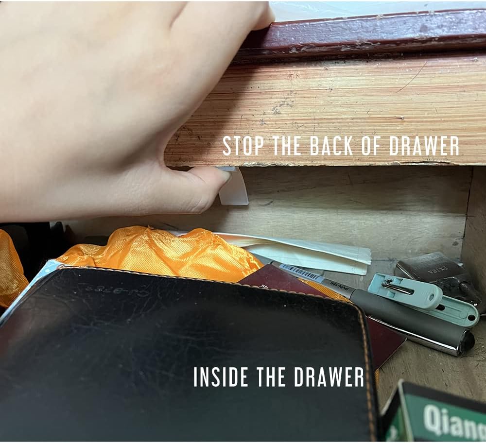 LLERRA Hard Plastic Drawer Stops with Screws, Clear Non-Slip Drawer Stop Hardware Replacement for Dresser Drawers (10) LLDS-1020 DS-12