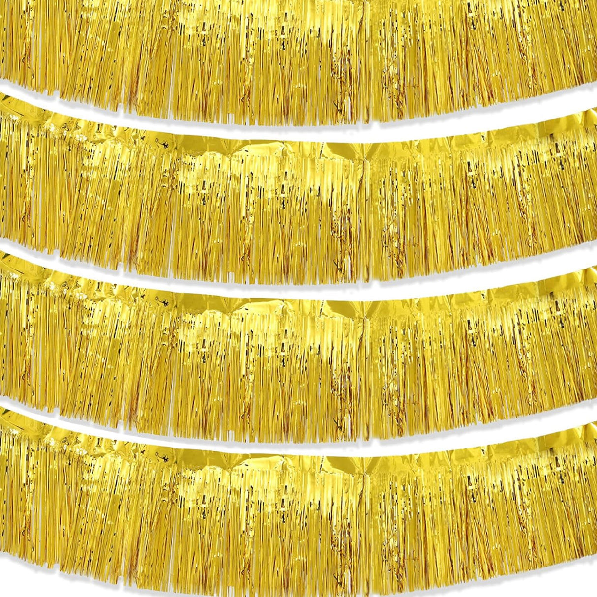 Gold Parade Float Fringe,Tinsel Streamers Banners,Tinsel Fringe Banners,for Party Decoration Parade Float Decorations Graduation Ceremony Decorations Festival Celebration,11.8 in x 9.8 ft,4pack