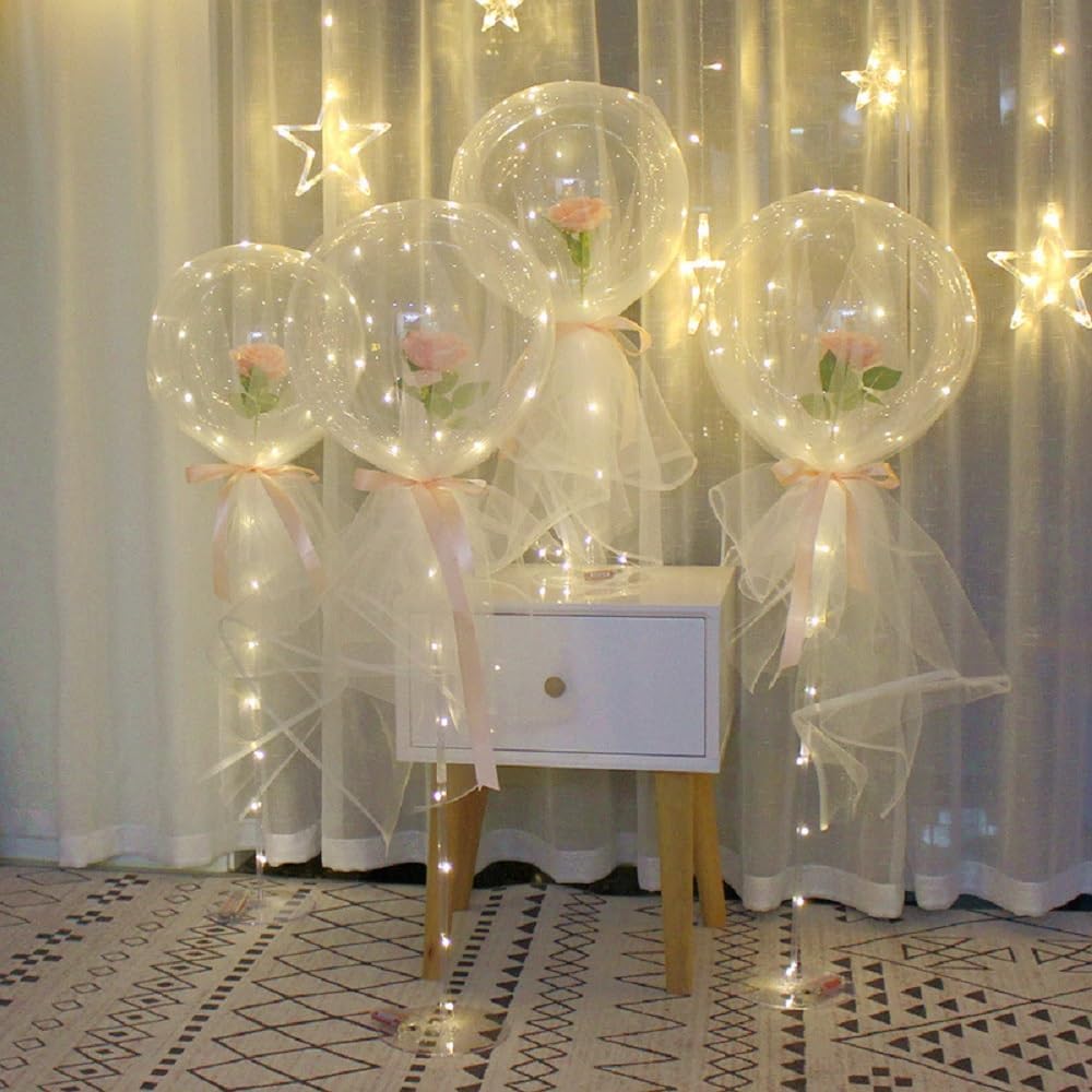 25 Pack Bobo Balloons, 24 Inch Clear Bobo Balloons, DIY Transparent Bubble Balloon for Wedding, Christmas, Birthday Party Decoration