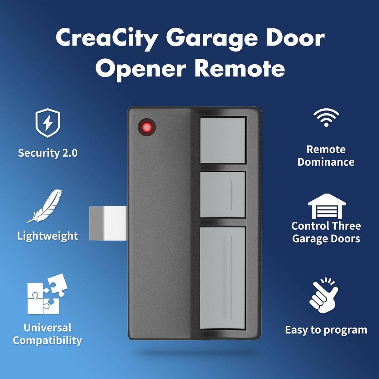2 for Chamberlain LiftMaster Craftsman Garage Door Opener Remote 373LM 371LM 973LM 971LM Universal Black Black