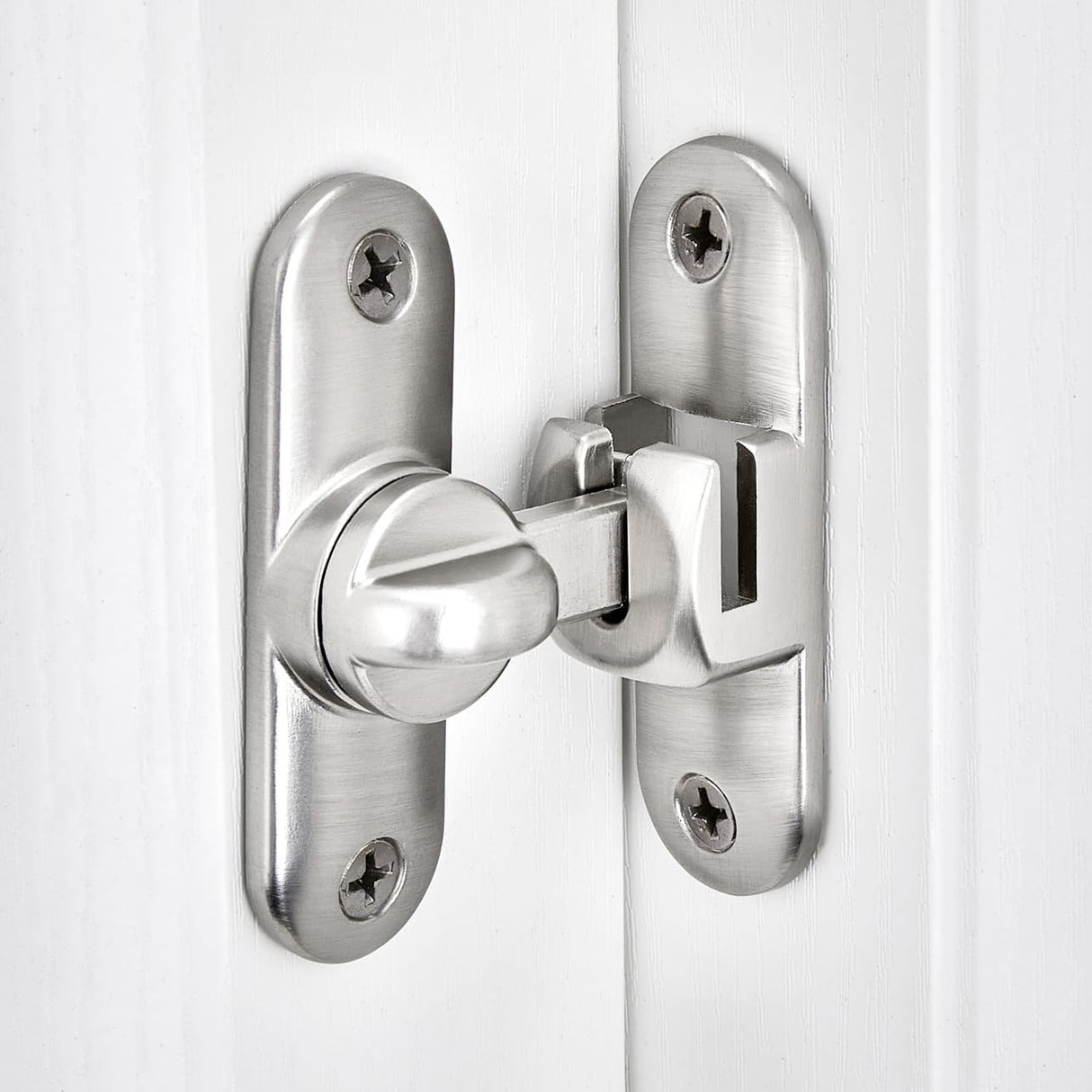 Silvery Barn Door Latches,90/180 Degree Gate Lock,Flip Gate Latches Hardware,Zinc Alloy Right Angle Door Lock Latch,Door Security Sliding Door Latch Lock for Cabinets,Bathroom Silvery_1 Pack