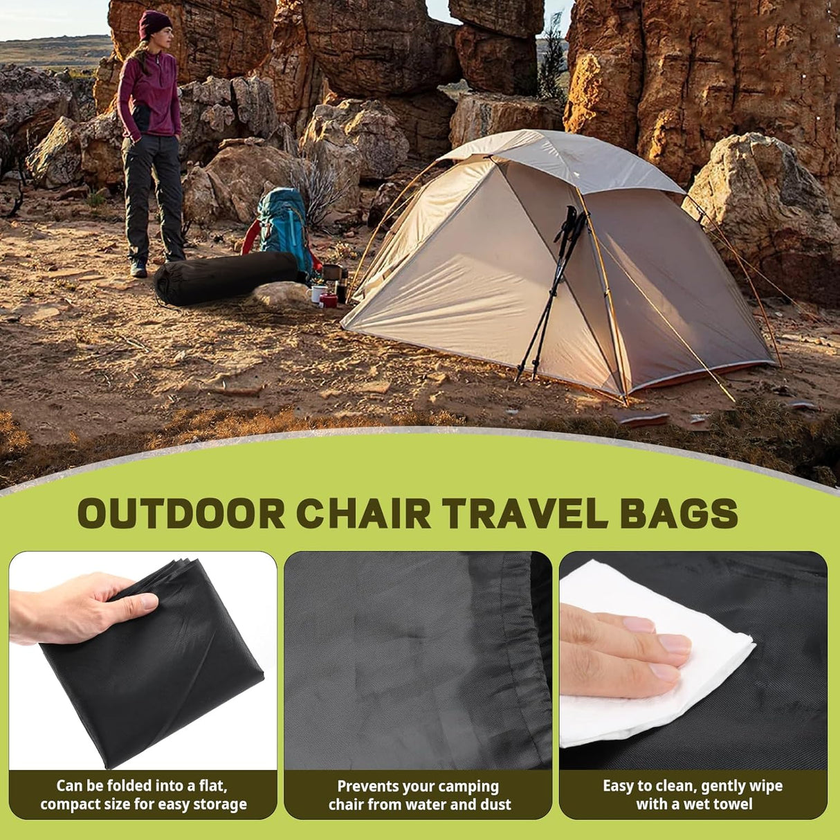 Camping Chair Replacement Bag for Coleman Portable Folding Chair Carry Bag with Shoulder Strap, Protective Carrying Chair Bag for Travel Outdoor Camping Sports, Black (Chair is Not Included)