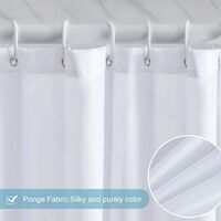 Waterproof Mildew Resistant Shower Curtain, White 200x220cm Fabric Polyester, Compatible with Bathtub or Bathroom, Washable